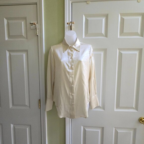 SABLYN Vincent B Slim Fit Button Down Top in Gardenia Size XS - Picture 4 of 14